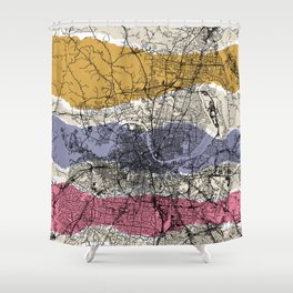 USA, Nashville - Colorful City Map Shower Curtain