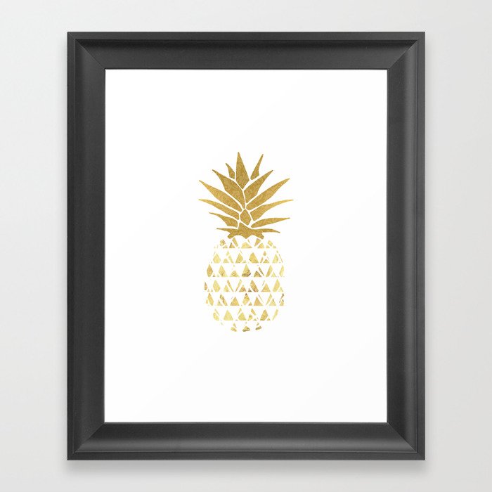 white & gold pineapple Framed Art Print