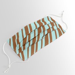 [ Thumbnail: Turquoise and Brown Colored Lines/Stripes Pattern Face Mask ]