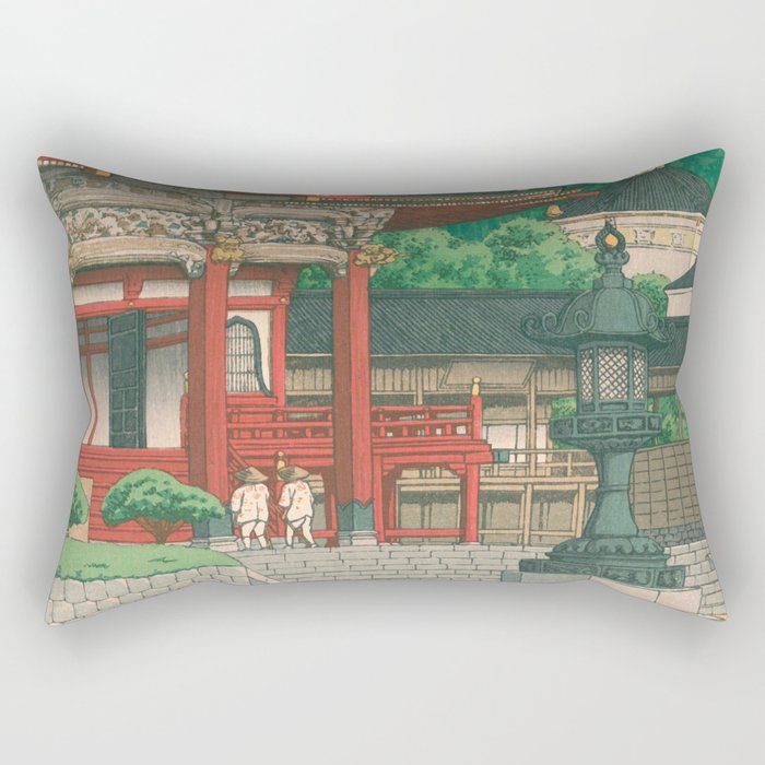 Hasui Kawase - Meguro Fudoson Ryusenji Temple - Vintage Japanese Woodblock Print. Rectangular Pillow