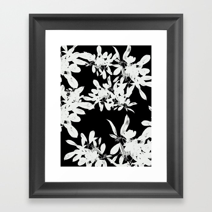 Leaves in Negative Framed Art Print