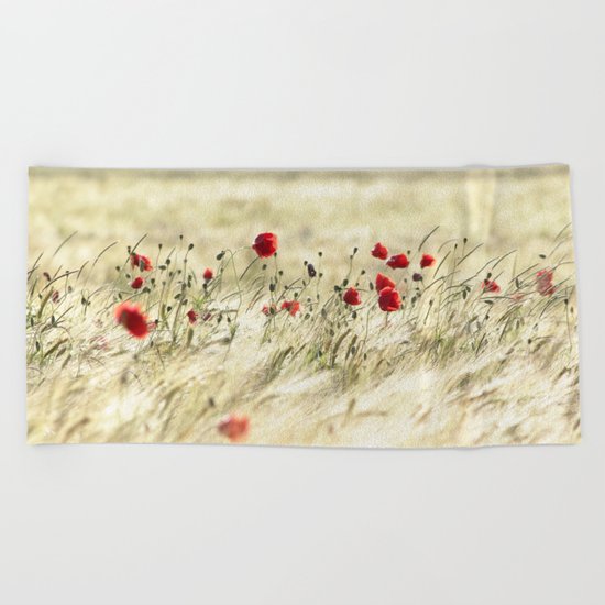A POPPY POEM Beach Towel