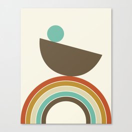 Balanced Geometric Shapes and Arches in Retro Earthy Colors Canvas Print