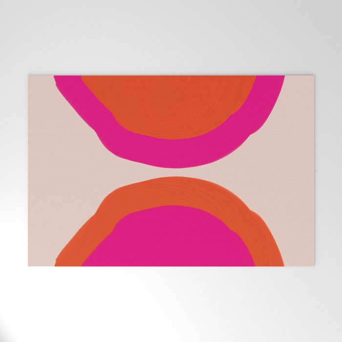 Curved Trajectories (Fuchsia Pink and Orange) Welcome Mat