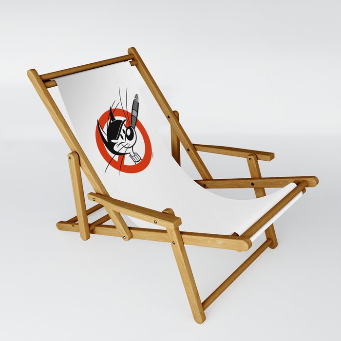 No Smoking Cat Sign Retro 30s Cartoon Rubber Hose Style Sling Chair