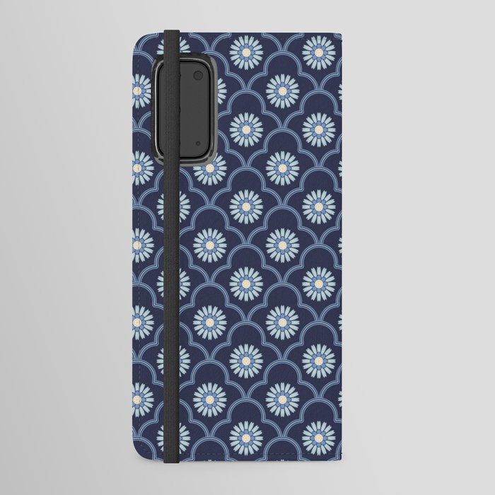 Ethnic Ogee Floral Pattern Blue Android Wallet Case