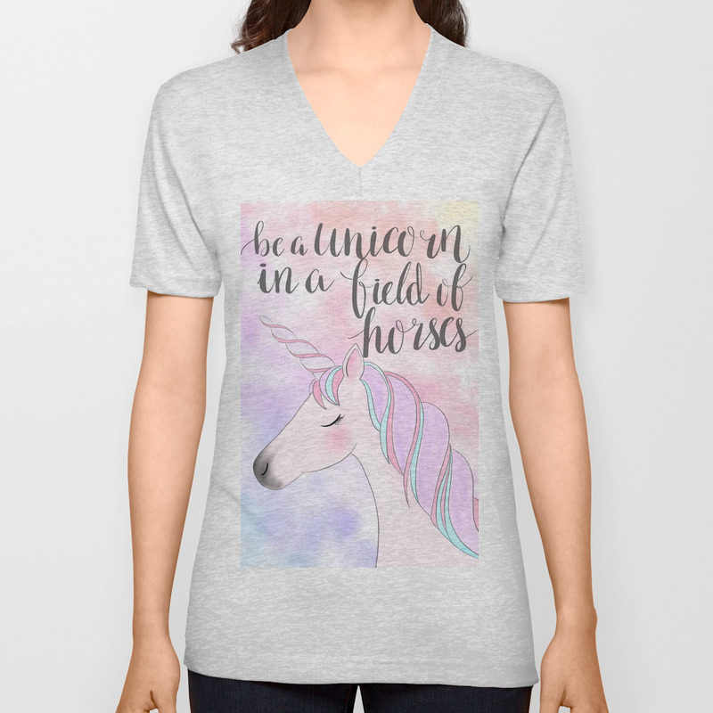 Be A Unicorn In A Field Of Horses Unisex V Neck By Toocrafty