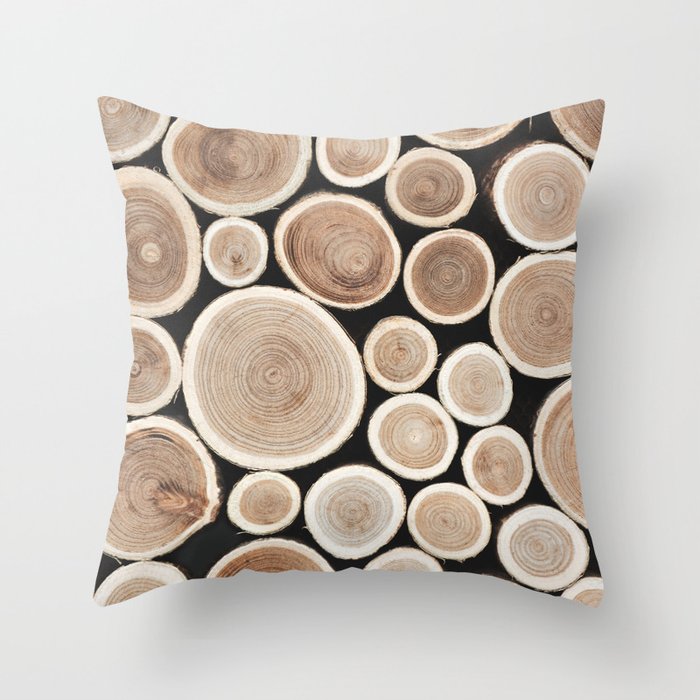 Stacked Logs  4 - Timber - Tree - Woodlands Cabin  Photography by Ingrid Beddoes Throw Pillow