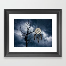 Black Bird Crow Tree Dream Catcher Night Moon A082 Framed Art Print