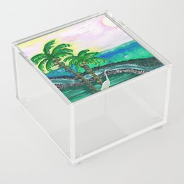 Tropical Ocean View with Egret Acrylic Box