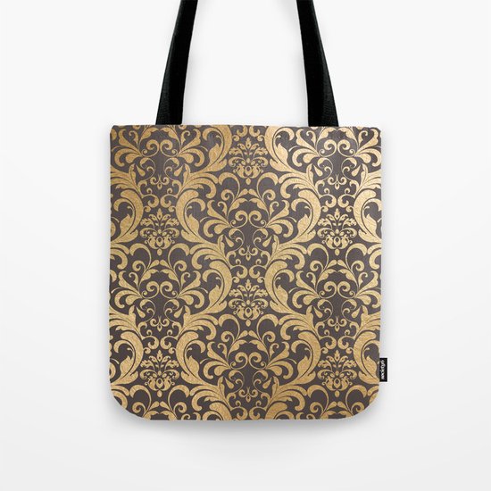 Gold swirls damask #1 Tote Bag