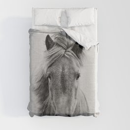 Wild Horse - Black & White Duvet Cover | Digital, Nature, Kids, Vibes, Collage, Horses, Photo, Equine, Children, Portrait 