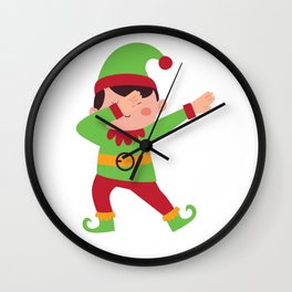 Dabbing Santa Elf Cute Best Gift For Christmas Wall Clock