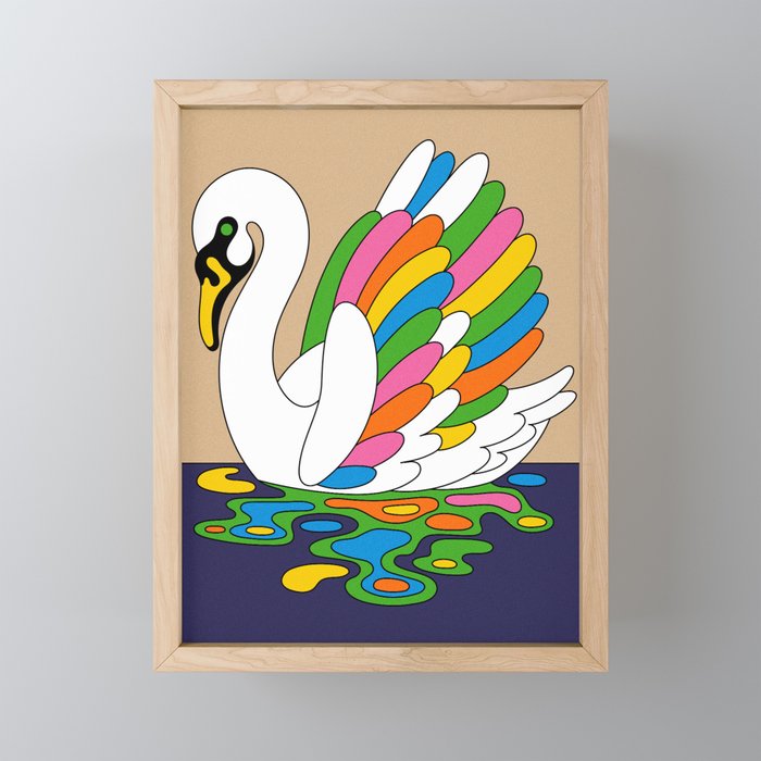 Vintage Timeless Swan Framed Mini Art Print