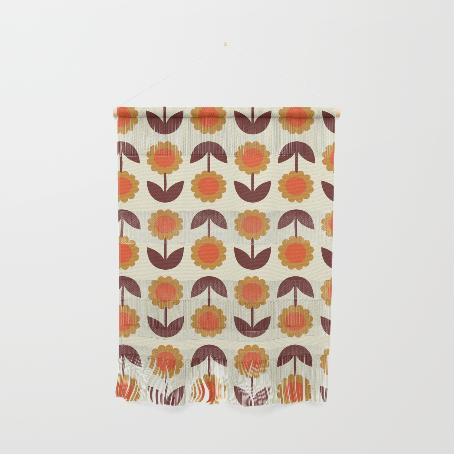 Retro 70s Wallpaper Flowers Wall Hanging By Junejournal Society6