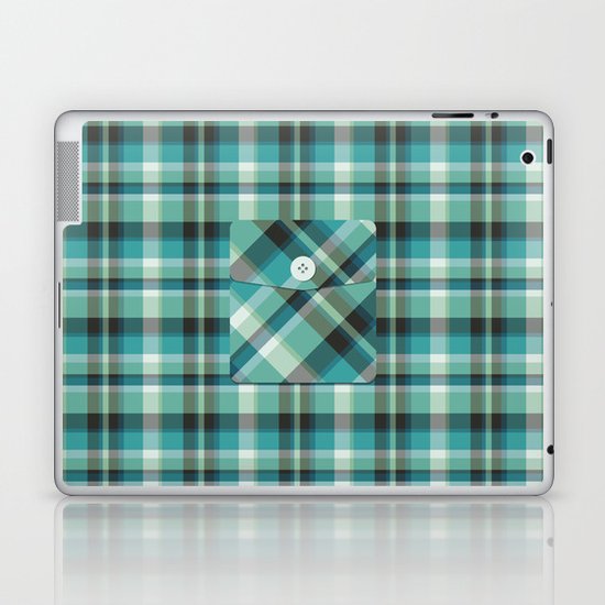 Plaid Pocket - Teal Blue/Green Laptop & iPad Skin