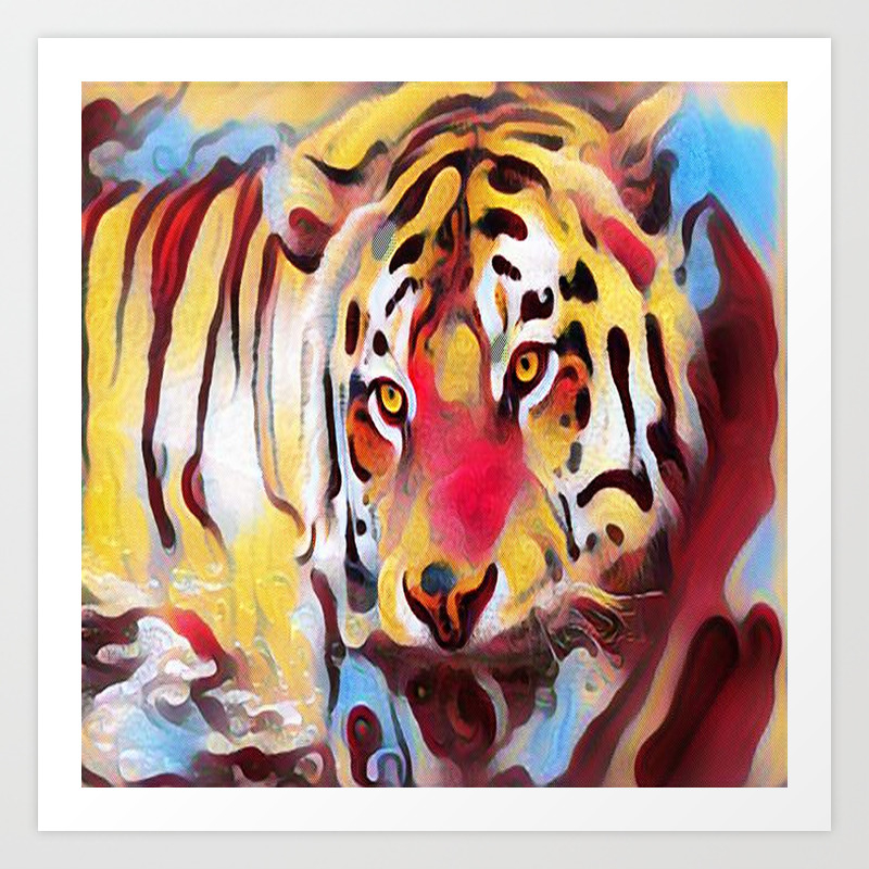 Abstract Tiger With Reflection Art Print By Paververisgroup Society6