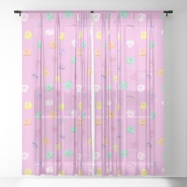 Valentines Day Candy Hearts Pattern - Pink Sheer Curtain