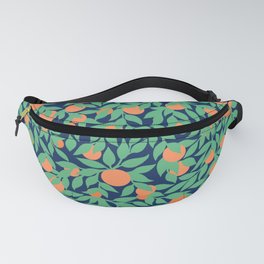 Oranges and Leaves Pattern - Navy Blue Fanny Pack