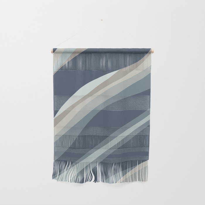 Trippy Dream Minimalist Abstract Pattern 2 in Neutral Blue Gray Tones Wall Hanging
