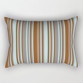 [ Thumbnail: Brown, Powder Blue & Grey Colored Stripes/Lines Pattern Rectangular Pillow ]