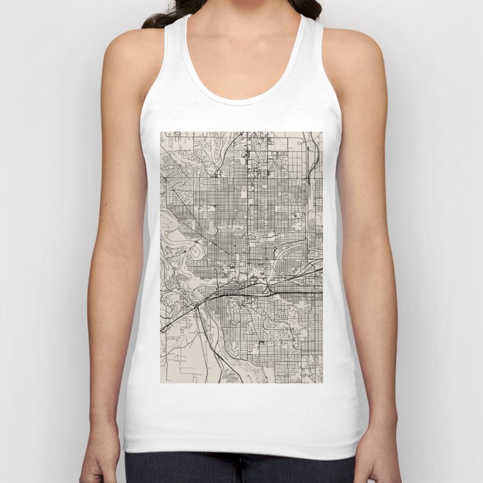 Spokane USA - City Map in Black and White - Minimal Aesthetic Tank Top