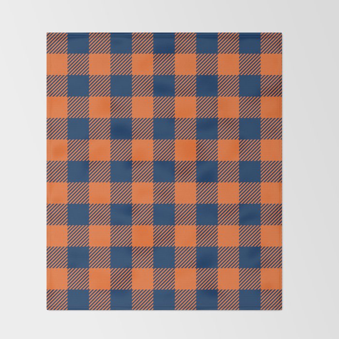 Buffalo Plaid Navy Blue Orange Throw Blanket By Jsdavies Society6