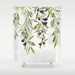 Olive Branch Watercolor  Shower Curtain