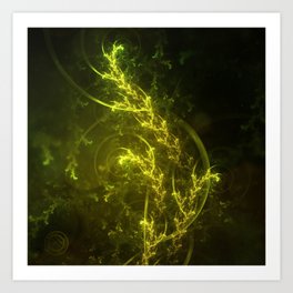 Magical Fractal Fairy Ferns in an Emerald Forest Art Print