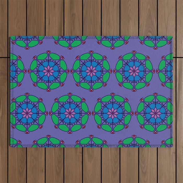 Violet Floral Mandalas Outdoor Rug