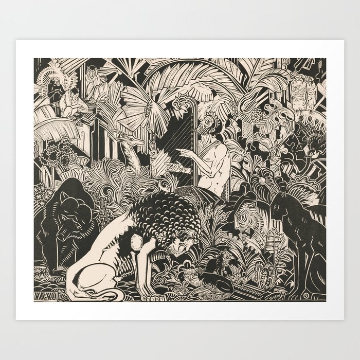 Vintage Jungle Animal Woodcut Art Print by Art Culture Society6