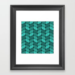Vintage Diagonal Rectangles Teal Turquoise Framed Art Print