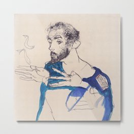 Egon Schiele "Gustav Klimt im blauen Malerkittel" Metal Print