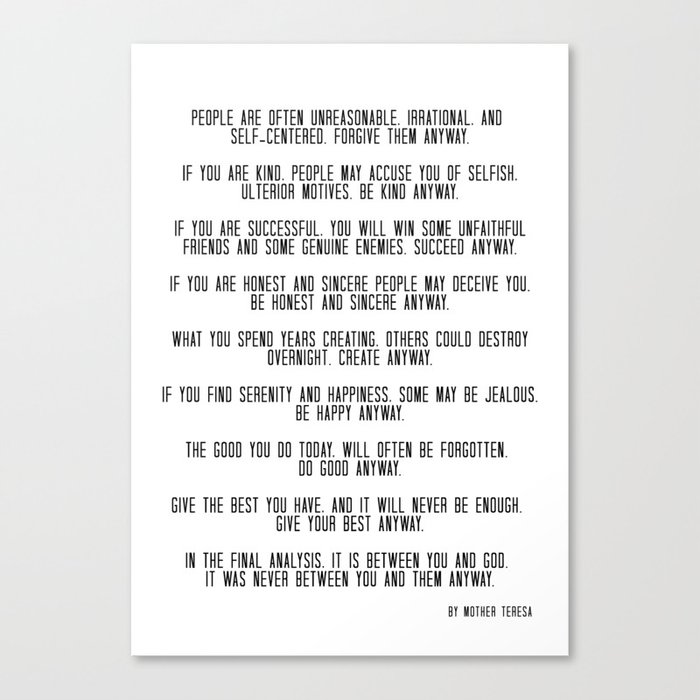 Punchy image within mother teresa do it anyway free printable Modest image inside mother teresa do it anyway free printable