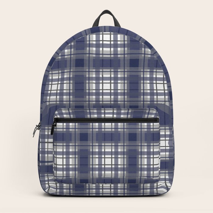 blue plaid backpack