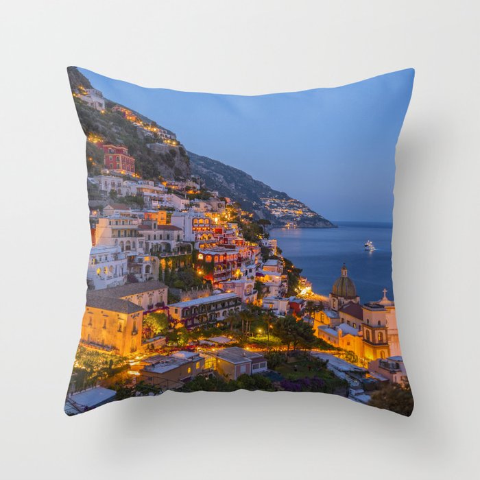 A Serene View of Amalfi Coast in Italy Throw Pillow