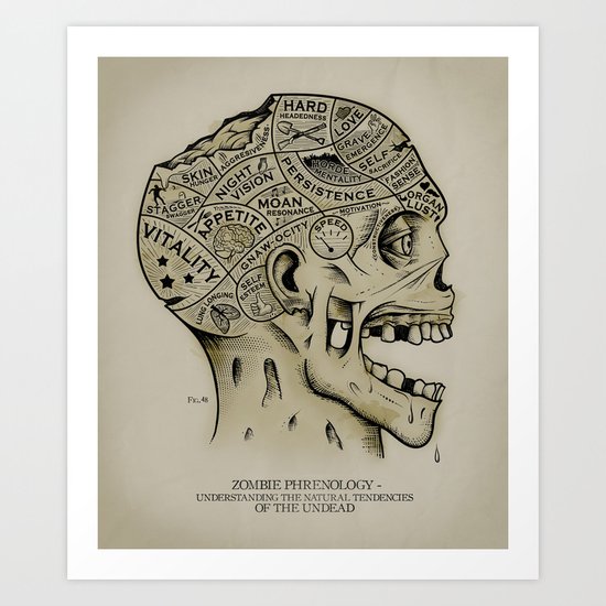 Zombie Phrenology Art Print