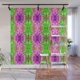 Chartreuse and Magenta Kaleidoscope Stripes Wall Mural