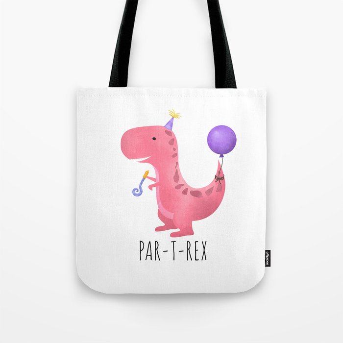 Par-T-Rex - Pink Dinosaur Birthday Tote Bag by A Little Leafy | Society6