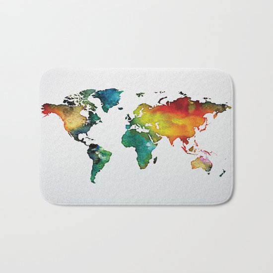 Multicolor World Map 04 Bath Mat