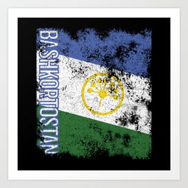 Bashkortostan Flag Distressed Art Print | Kids, Present, Graphicdesign, Patriotic, Toddler, Girl, Pride, Nationality, Vintage, Boys 