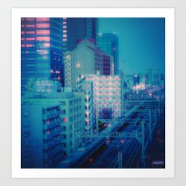 Tokyo Anime Train & Buildings Background Art  Art Print