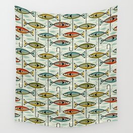 Vintage Color Block Fish Wall Tapestry