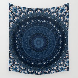 Mandala in light and dark blue tones Wall Tapestry