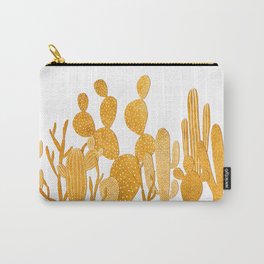 Golden cactus garden on white Carry-All Pouch