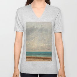 Calm Sea, 1866 by Gustave Courbet V Neck T Shirt
