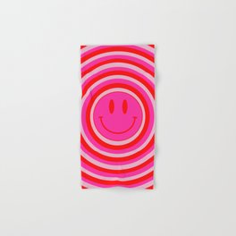 Large Pink and Red Hypnotic Vsco Smiley Face Hand & Bath Towel