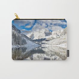 Winter Maroon Bells Panorama Sunrise In The Rocky Mountains Peaks Triptych Carry-All Pouch