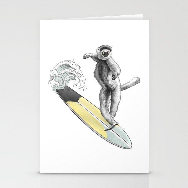 Sifaka surfer Stationery Cards