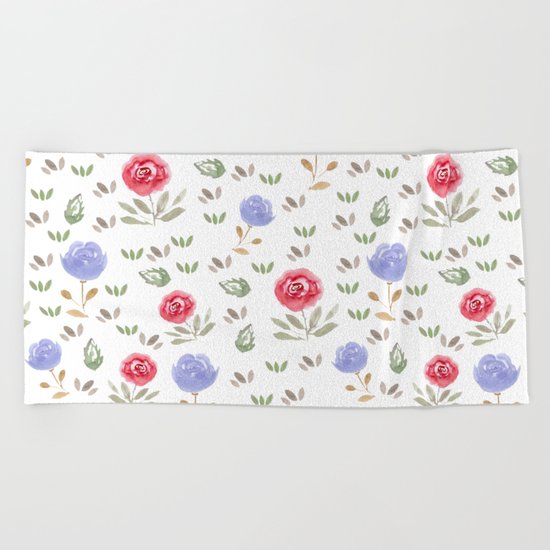 Watercolor . Floral pattern 3 Beach Towel